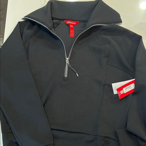 SPANX Tops - SPANX AIR ESSENTIALS Very Black Quarter-Zip Pullover